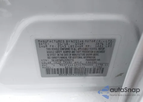 2018 Nissan Sentra Sv from USA, damaged, VIN 3N1AB7APXJY250715